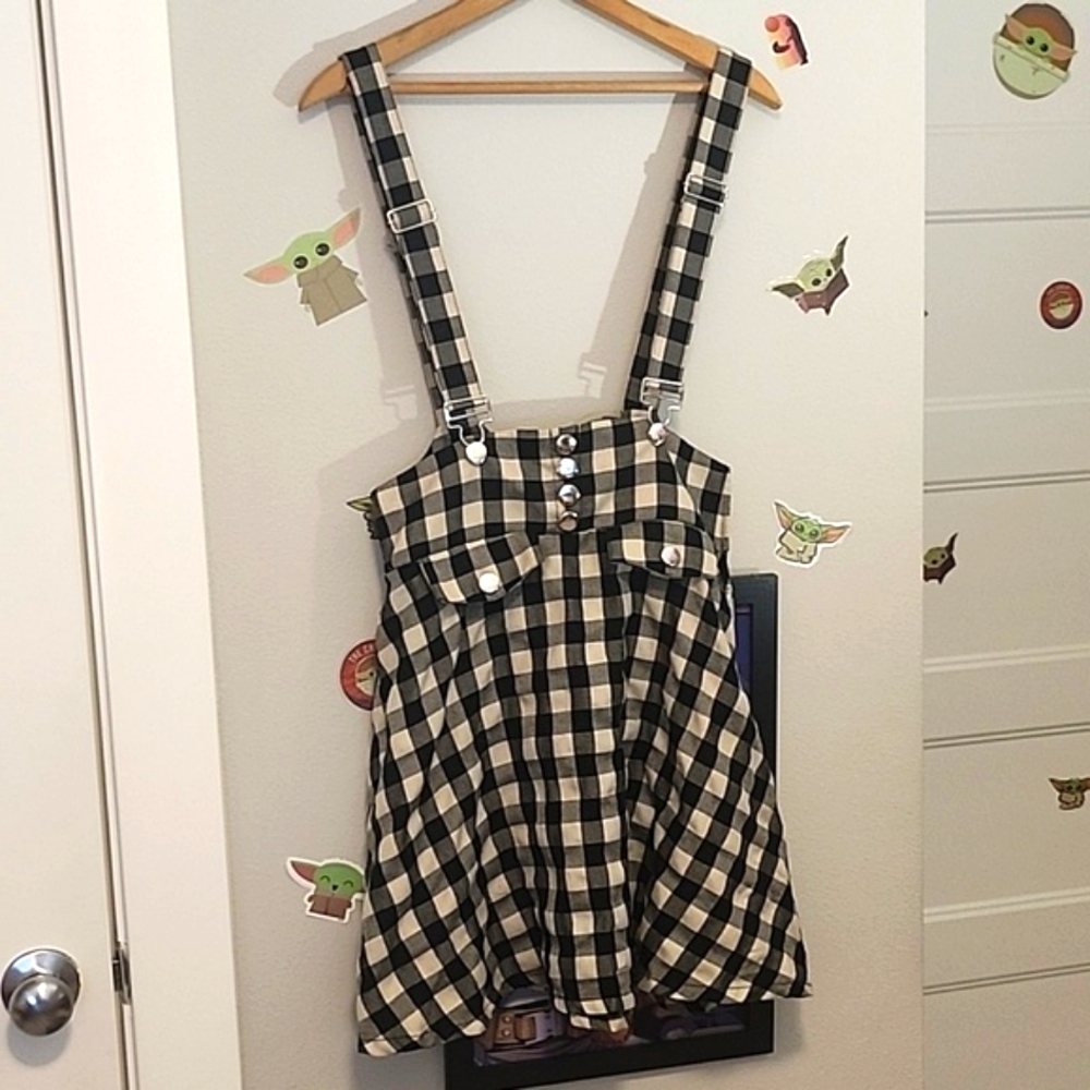Chic Checkered Suspender Dress